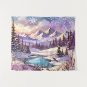 Tenture Wonderland d'hiver Motifs de Nature Mountain Lake