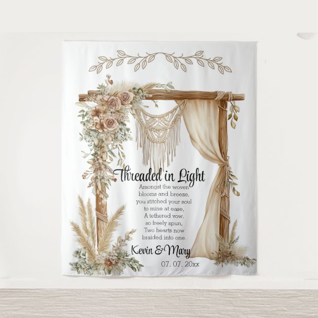 Tenture Woven Vows: A Tapestry of Unity Wedding Backdrop (Devant)