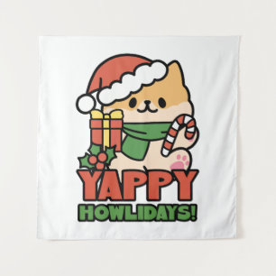 Tenture Yappy Howlidays - Jote Christmas Dog Cartoon