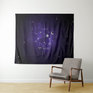Tenture Zodiac Purple Aries   Horoscope d'astrologie cosmi