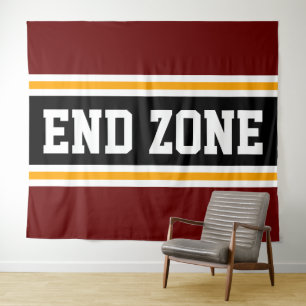 Tenture ZONE DE FIN Fun Gras Rouge Noir Blanc Jaune Bandes
