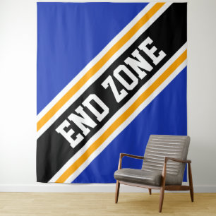 Tenture ZONE DE FIN Royal Bleu Jaune Noir Stripes