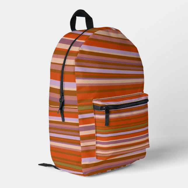 Tenuos Varicolored Fashionable Horizontal Lines Printed Backpack (Back Corner Left)
