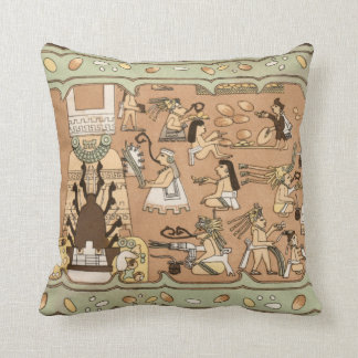 Teotihuacan Ancient Mural Mexico Throw Pillow