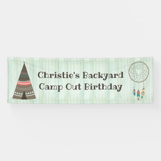 Tepee Camping Birthday Banner (Horizontal)