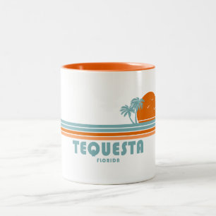 Tequesta Florida Sun Palm Trees Two-Tone Coffee Mug