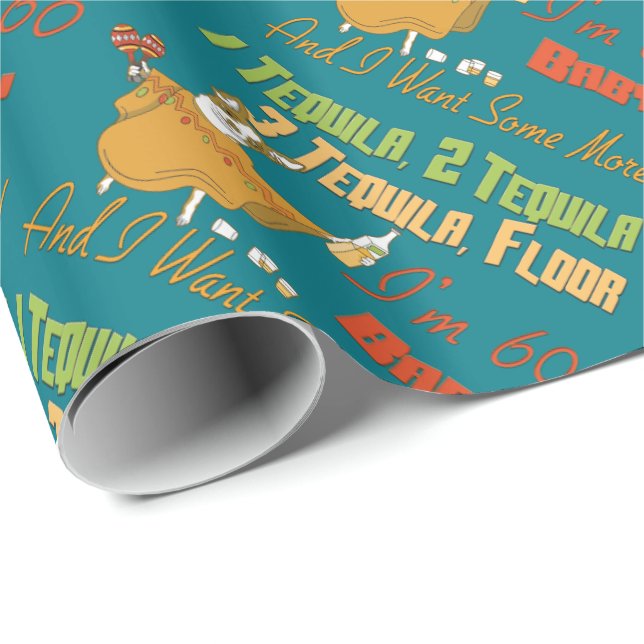 Tequila 60th Birthday Party Collection Wrapping Paper (Roll Corner)