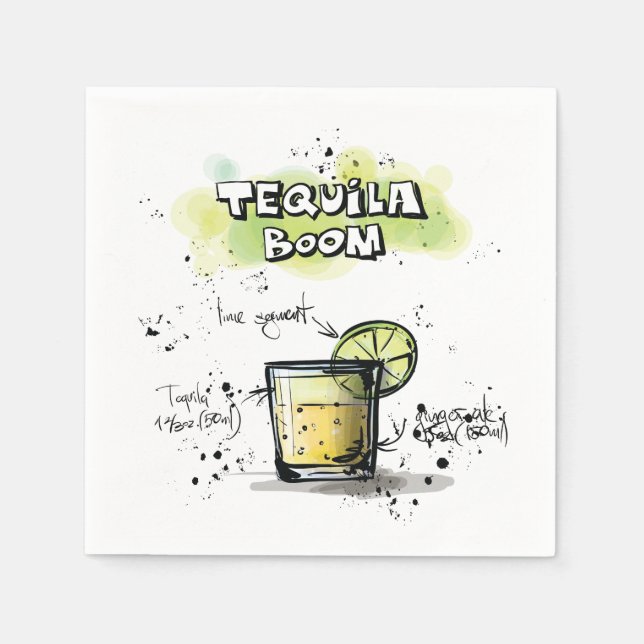 Tequila Boom Drink Recipe Cocktail Napkin (Front)