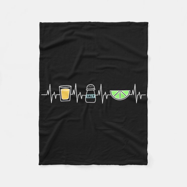 Tequila Lime Salt Heartbeat Funny Cinco De Mayo Fi Fleece Blanket (Front)