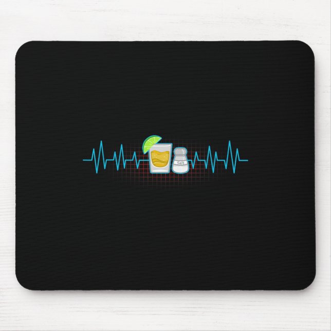 Tequila Lime Salt Heartbeat Funny Cinco De Mayo Fi Mouse Pad (Front)
