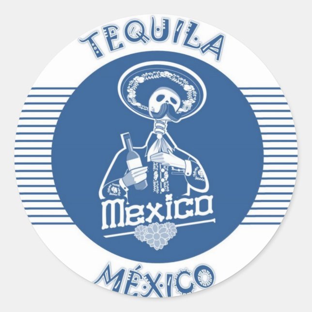 TEQUILA MÉXICO BLUE CLASSIC ROUND STICKER (Front)