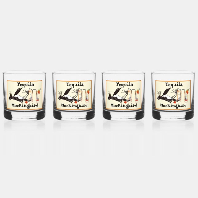 Tequila Mockingbird joke Drinkware Set Whiskey Glass (Front)
