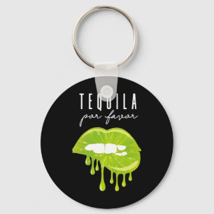 Tequila Por Favour Lime Lips Adult Drinking Cinco Keychain
