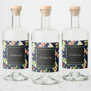 Tequila Shots Pattern Liquor Bottle Label