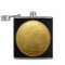 Tequila Spanish Gold Doubloon on Black Flask
