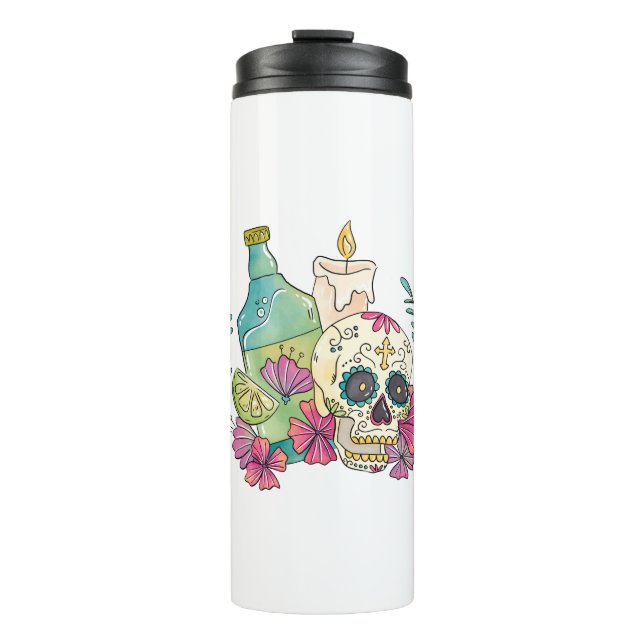 Tequila Sugar Skull Thermal Tumbler (Front)