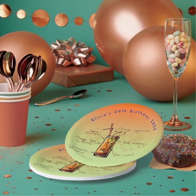 Tequila Sunrise Birthday Party Paper Plates (Multi)