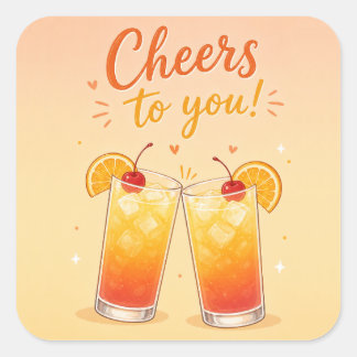 Tequila Sunrise Birthday Square Sticker