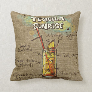 Tequila Sunrise/Bloody Mary Recipe Cushion