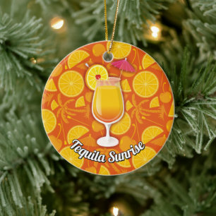 Tequila sunrise ceramic ornament