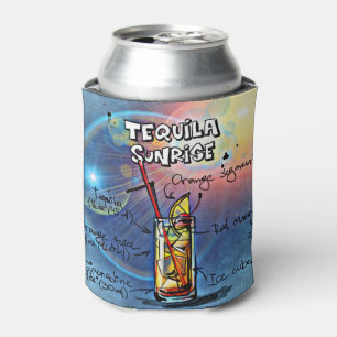 Tequila Sunrise Cocktail (#7 /12 Drink Recipe Set) Can Cooler