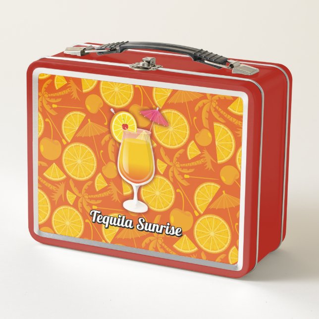 Tequila Sunrise Cocktail Metal Lunch Box (Front)