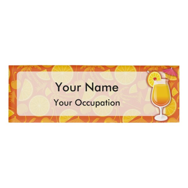 Tequila Sunrise cocktail name tag (Front)