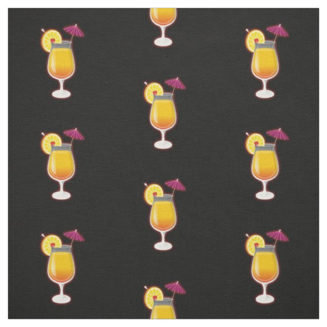 Tequila Sunrise Cocktail Pattern Fabric (Swatch)