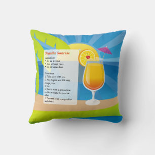 Tequila Sunrise Recipe Throw Pillow