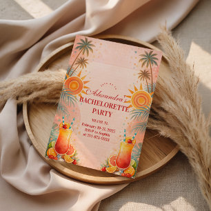 Tequila Sunrise Sunset Cocktail Bachelorette Party Invitation