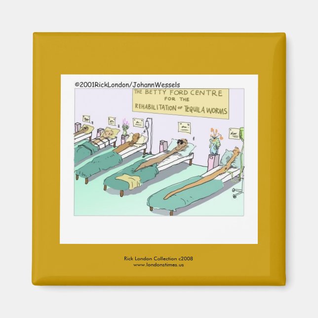 Tequila Worm Rehab Drôle Cartoon Magnet de nouveau (Devant)
