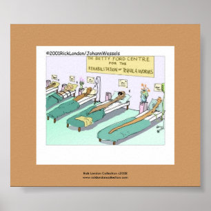 Tequila Worm Rehab Funny Cartoon On Framed Print