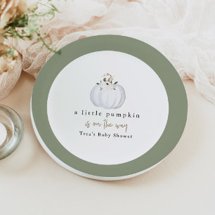 TERA Fall Greenery White Pumpkin Baby Shower Paper Plate