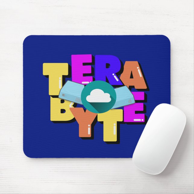 Terabyte Digital Data Storage Size  Mouse Pad (With Mouse)