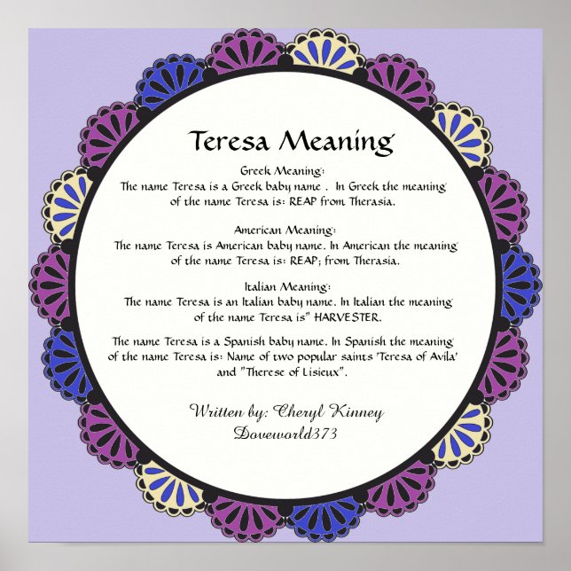 Teresa the meaning of the Name Poster (Front)