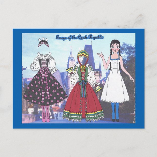 Tereza of the Czech Republic Paper Doll Postcard (Front)