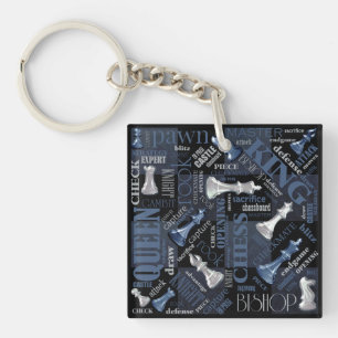 Termes et pièces d'échecs Argent et bleu ID784