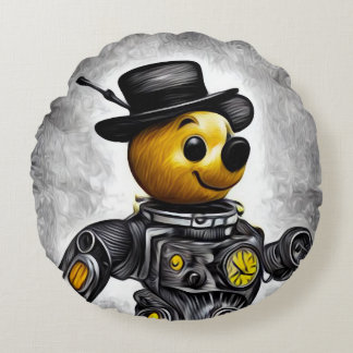 Terminator Pooh in a Hat Round Pillow