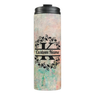 Termo K Floral Monogram Letter Thermal Tumbler