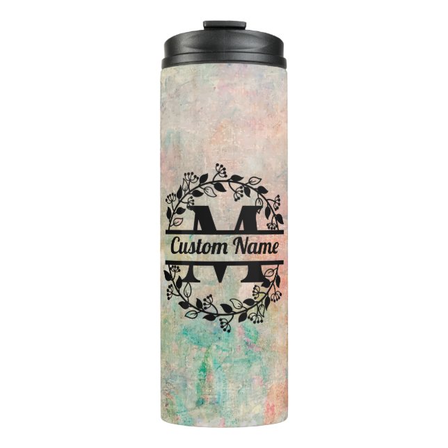 Termo M Floral Monogram Letter Thermal Tumbler (Front)