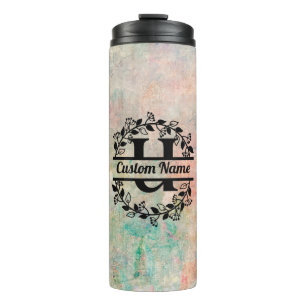 Termo U Floral Monogram Letter Thermal Tumbler
