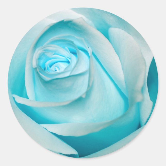 Terquoise Ice Rose Classic Round Sticker (Front)