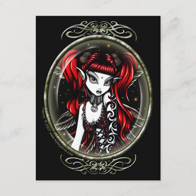 Terra Cameo Red Tattooed Fairy Postcard (Front)