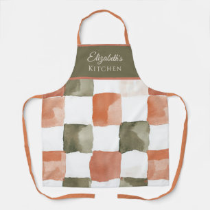 Terra Cotta and Green Gingham Apron