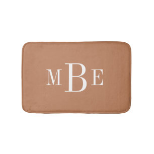 Terra Cotta and White Classic 3 Letter Monogram Bath Mat