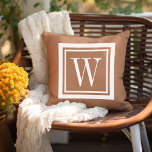 Terra Cotta and White Classic Square Monogram Outdoor Pillow<br><div class="desc">Design your own custom throw pillow in any colour combination to perfectly coordinate with your home decor in any space! Use the design tools to change the background colour and the square border colour, or add your own text to include a name, monogram initials or other special text. Every pillow...</div>