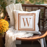 Terra Cotta and White Classic Square Monogram Outdoor Pillow<br><div class="desc">Design your own custom throw pillow in any colour combination to perfectly coordinate with your home decor in any space! Use the design tools to change the background colour and the square border colour, or add your own text to include a name, monogram initials or other special text. Every pillow...</div>