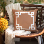 Terra Cotta and White Greek Key | Editable Colours Outdoor Pillow<br><div class="desc">Design your own custom throw pillow in any colour combination to perfectly coordinate with your home decor in any room! Use the design tools to change the background colour and the Greek key border colour, or add your own text to include a name, monogram initials or other special text. Every...</div>