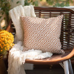 Terra Cotta and White Greek Key Pattern Outdoor Pillow<br><div class="desc">Design your own custom throw pillow in any colour to perfectly coordinate with your home decor in any room! Use the design tools to change the background colour behind the white Greek key pattern, or add your own text to include a name, monogram initials or other special text. Every pillow...</div>