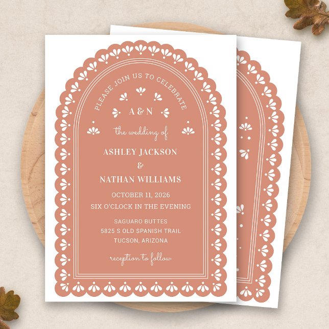 Terra Cotta Arch Autumn Wedding Invitation (Terra Cotta Arch Autumn Wedding Invitation by Fiesta Valley Print)